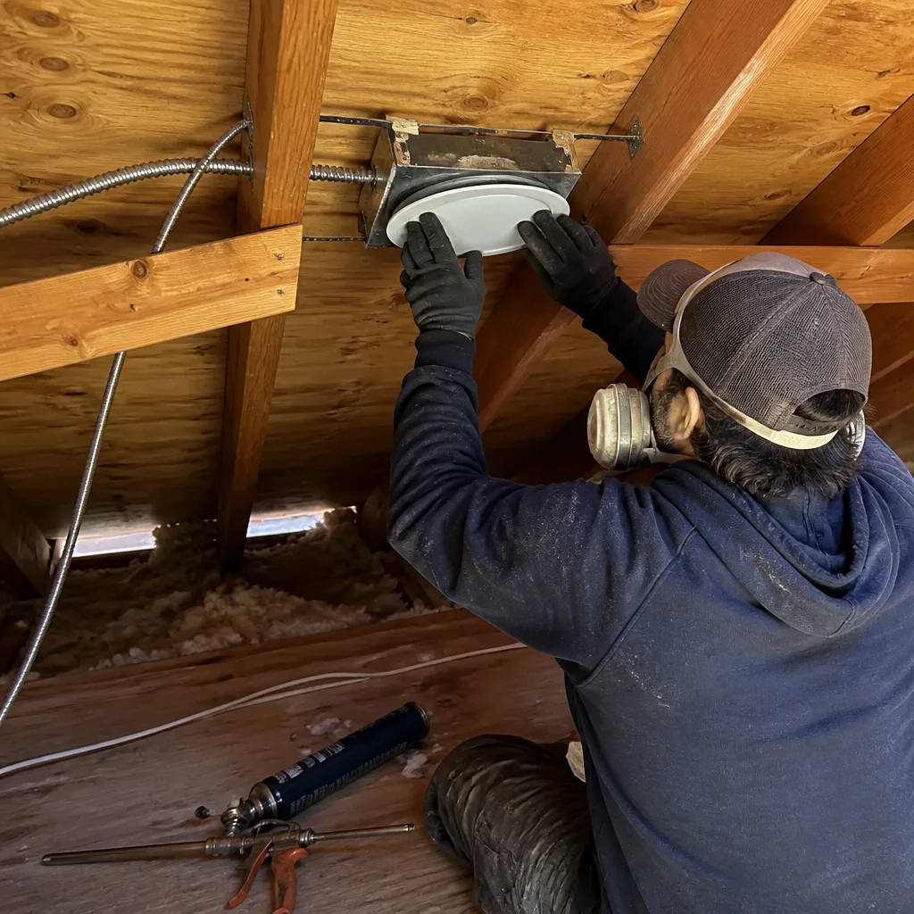 Contractor applying spray foam insulation for attic air sealing in West Hollywood, CA